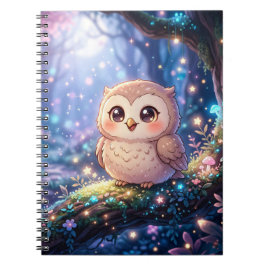 Kawaii Nachtuil Notitieboek, Magische Uil Spiraal Notitieboek