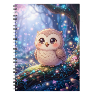Kawaii Nachtuil Notitieboek, Magische Uil Spiraal Notitieboek