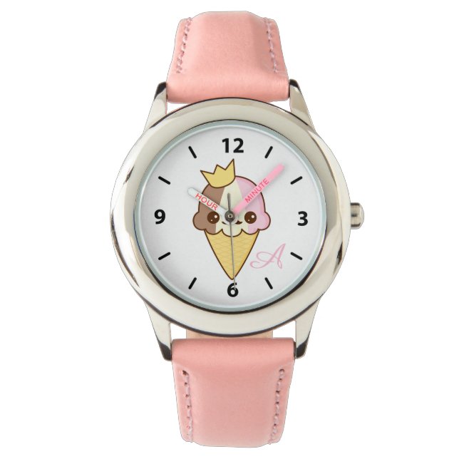 Kawaii Napolitaanse ijscoon Horloge (Voorkant)