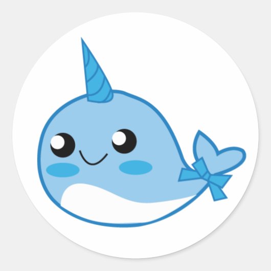 Kawaii Narwal Stickers (Voorkant)