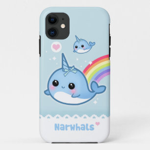 Kawaii narwals met regenboog iPhone 11 hoesje