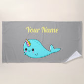  Kawaii Narwhal Beach Towel Strandlaken (Voorkant)