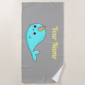  Kawaii Narwhal Beach Towel Strandlaken (Voorkant)