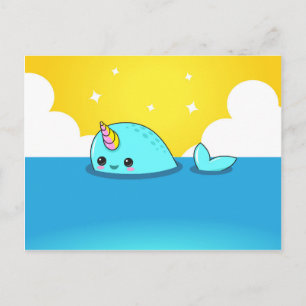Kawaii Narwhal Briefkaart