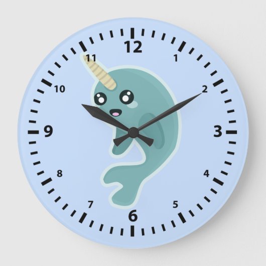 Kawaii Narwhal Grote Klok (Voorkant)