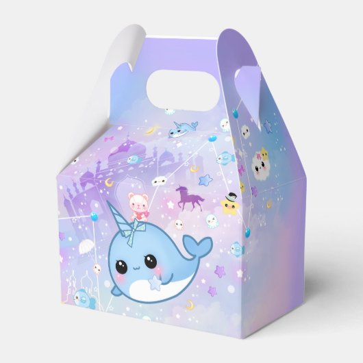 Kawaii narwhal in het dromerige koninkrijk bedankdoosjes (Voorkant Zijde)