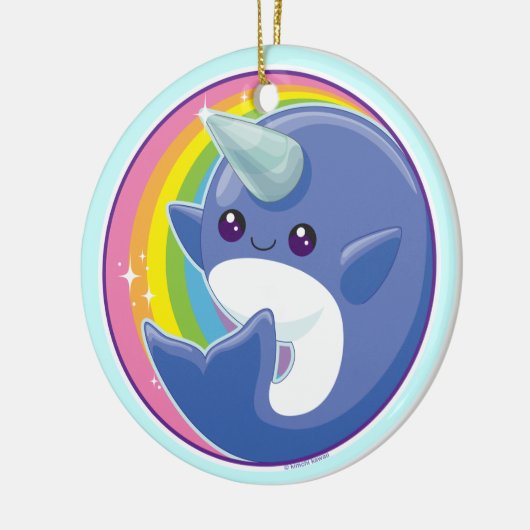 Kawaii Narwhal Keramisch Ornament (Links)