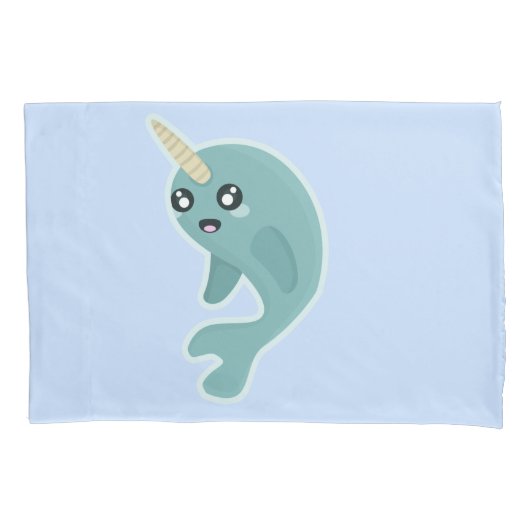 Kawaii narwhal kussensloop (Voorkant)