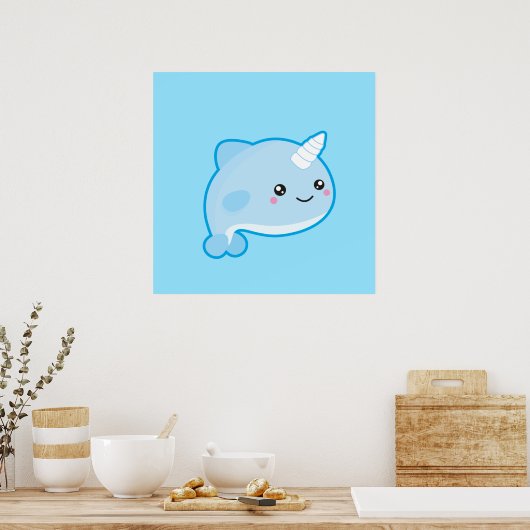 Kawaii Narwhal Poster (Keuken)