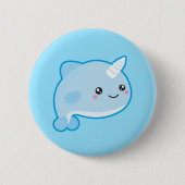 Kawaii Narwhal Ronde Button 5,7 Cm (Voorkant)
