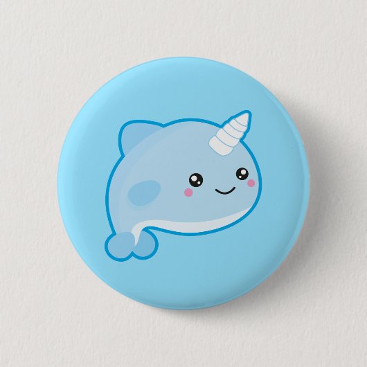 Kawaii Narwhal Ronde Button 5,7 Cm (Voorkant)