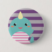 Kawaii Narwhal Ronde Button 5,7 Cm (Voorkant)