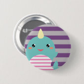 Kawaii Narwhal Ronde Button 5,7 Cm (Voorkant /achterkant)