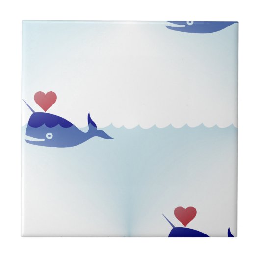 kawaii narwhal tegeltje (Voorkant)