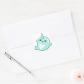 Kawaii Narwhal Vierkante Sticker (Envelop)