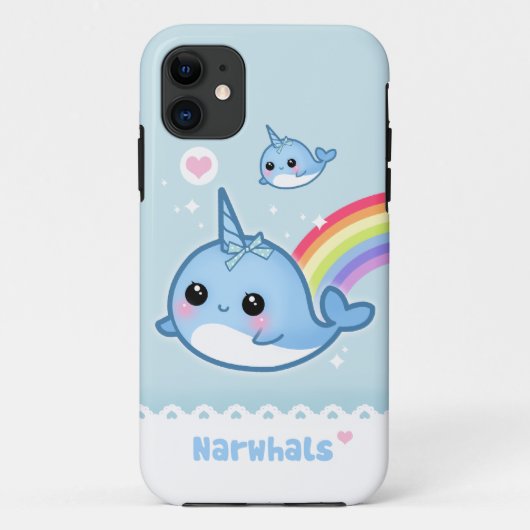 Kawaii narwhals met regenboog Case-Mate iPhone case (Achterkant)