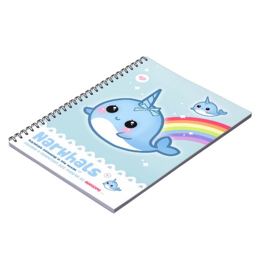 Kawaii narwhals notitieboek (Linkerzijde)