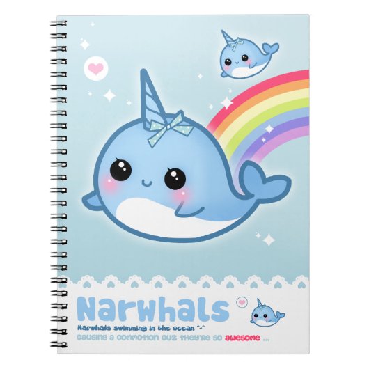 Kawaii narwhals notitieboek (Voorkant)