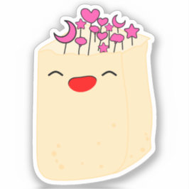 Kawaii Natuur Bloem in Papieren Zak Vinyl Sticker