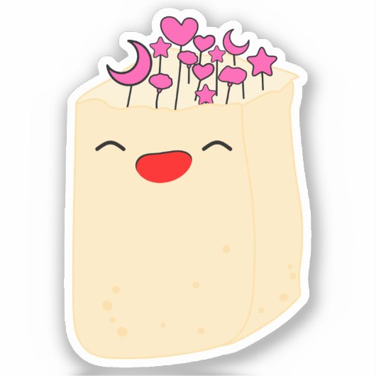 Kawaii Natuur Bloem in Papieren Zak Vinyl Sticker (Voorkant)