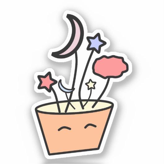 Kawaii Natuur Plant Pot Vinyl Sticker (Voorkant)