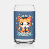 Kawaii Nautical Cat Sailing Anchor Pun Blikvorm Glas (Achterkant)
