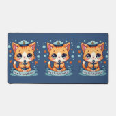 Kawaii Nautical Cat Sailing Anchor Pun Bureaumat (Voorkant)