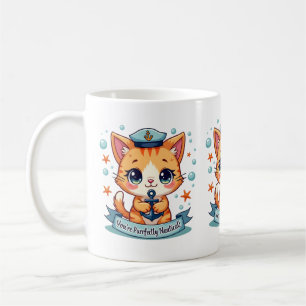 Kawaii Nautical Cat Sailing Anchor Pun Koffiemok