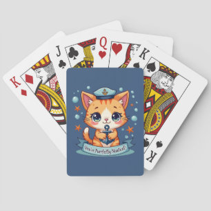 Kawaii Nautical Cat Sailing Anchor Pun Pokerkaarten