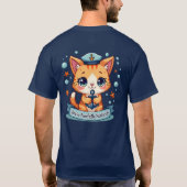 Kawaii Nautical Cat Sailing Anchor Pun T-shirt (Achterkant)
