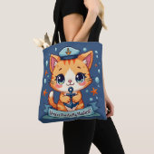 Kawaii Nautical Cat Sailing Anchor Pun Tote Bag (Dichtbij)