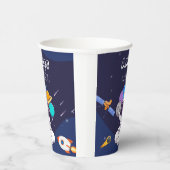 Kawaii navy blue space astronaut theme party  papieren bekers (Rechts)
