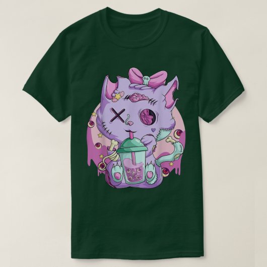 Kawaii Neko Boba Tea Tee Shirt, Gothic Pastel Aest T-shirt (Design voorkant)