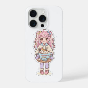 Kawaii Neko Cafe Anime Meisje Chibi iPhone Hoesje 15 Pro Case