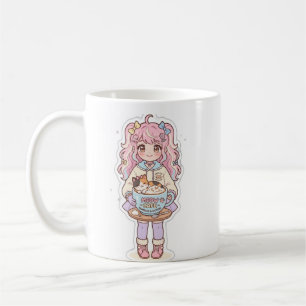 Kawaii Neko Cafe Anime Meisje Chibi Mok