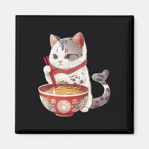 Kawaii NeKo Cat Eating Ramen Noodles Japans voedse Magneet