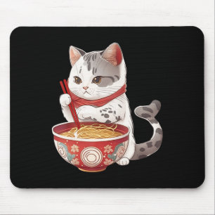 Kawaii NeKo Cat Eating Ramen Noodles Japans voedse Muismat