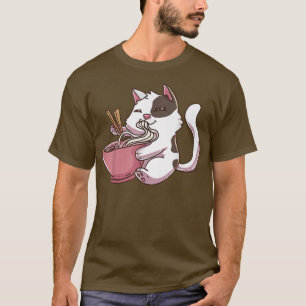 Kawaii Neko Cat Ramen Bowl Anime Japanse noedels T-shirt