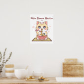 Kawaii Neko Ramen Master Cute Cat Food Chef Poster (Keuken)