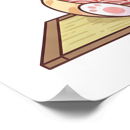 Kawaii Neko Ramen Master Cute Cat Food Chef Poster (Hoek)