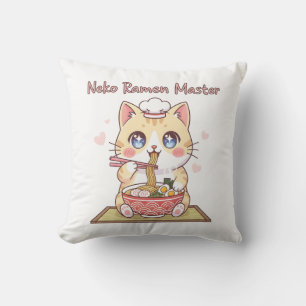 Kawaii Neko Ramen Master Schattige Kat Voedsel Che Kussen