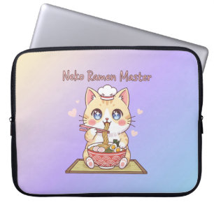 Kawaii Neko Ramen Master Schattige Kat Voedsel Che Laptop Sleeve