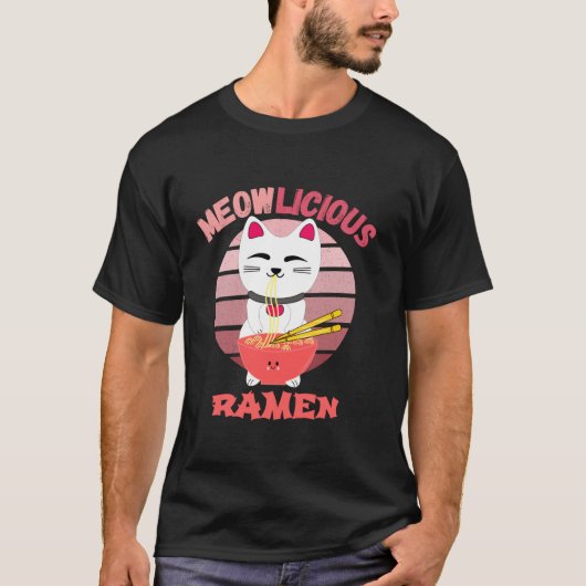 Kawaii Neko Ramen Time Loving Cat T-shirt (Voorkant)