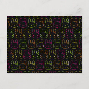 Kawaii Neon Bunny Bows Briefkaart
