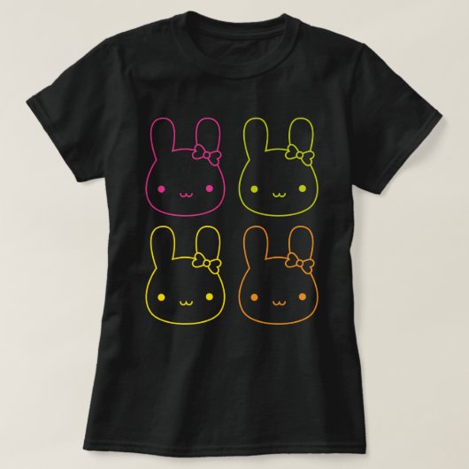 Kawaii Neon Bunny Bows T-shirt (Design voorkant)