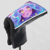Kawaii Neon Cat Fursona Furry Anime Meisje Golfheadcover (3/4 voorkant)