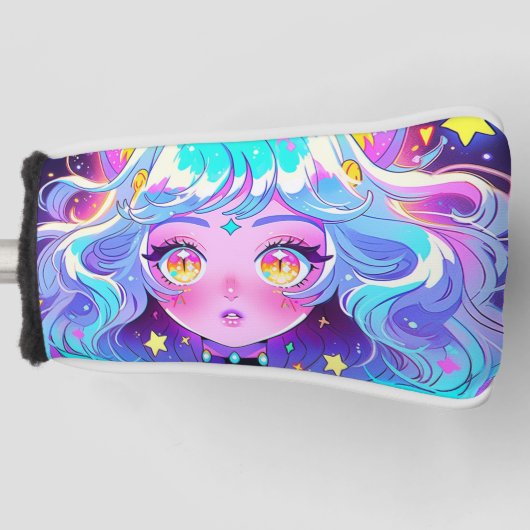 Kawaii Neon Cat Fursona Furry Anime Meisje Golfheadcover (Voorkant)