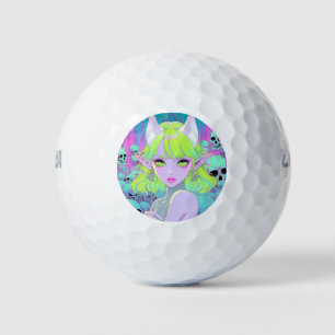 Kawaii Neon Gothic Demon Anime Meisje Golfballen