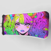Kawaii Neon Rainbow Pigtails Bangs Anime Meisje Golfheadcover (Voorkant)