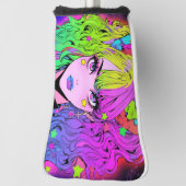 Kawaii Neon Rainbow Pigtails Bangs Anime Meisje Golfheadcover (Draai 90)